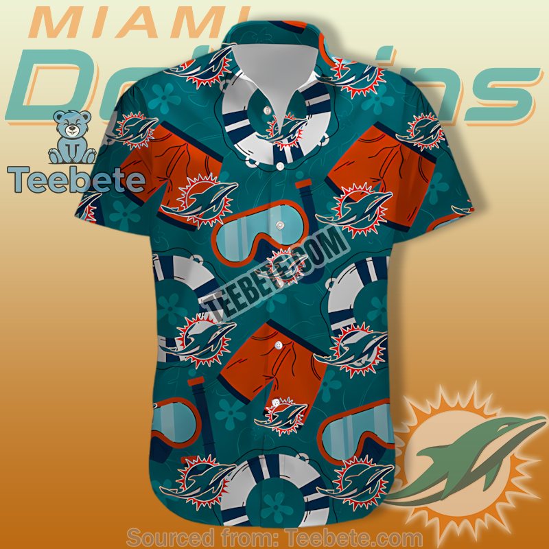 Miami Dolphins Vs Summer Beach Aqua Printed Hawaiian Shirts