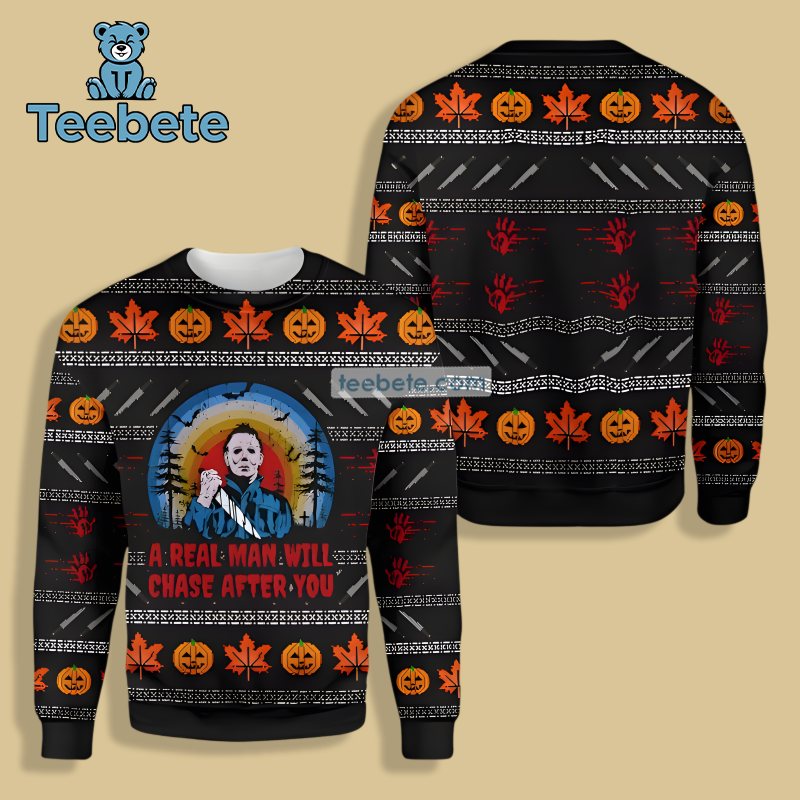 Michael Myers Have A Creepy Xmas Ugly Sweater Black Party