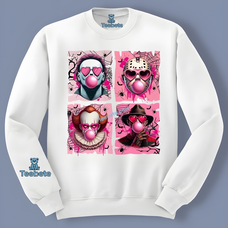 Michael Myers Freddy Krueger Jason Voorhees Pink Halloween Long Sleeve Idea Michael Myers Freddy Krueger Jason Voorhees Pink Halloween Long Sleeve Idea
