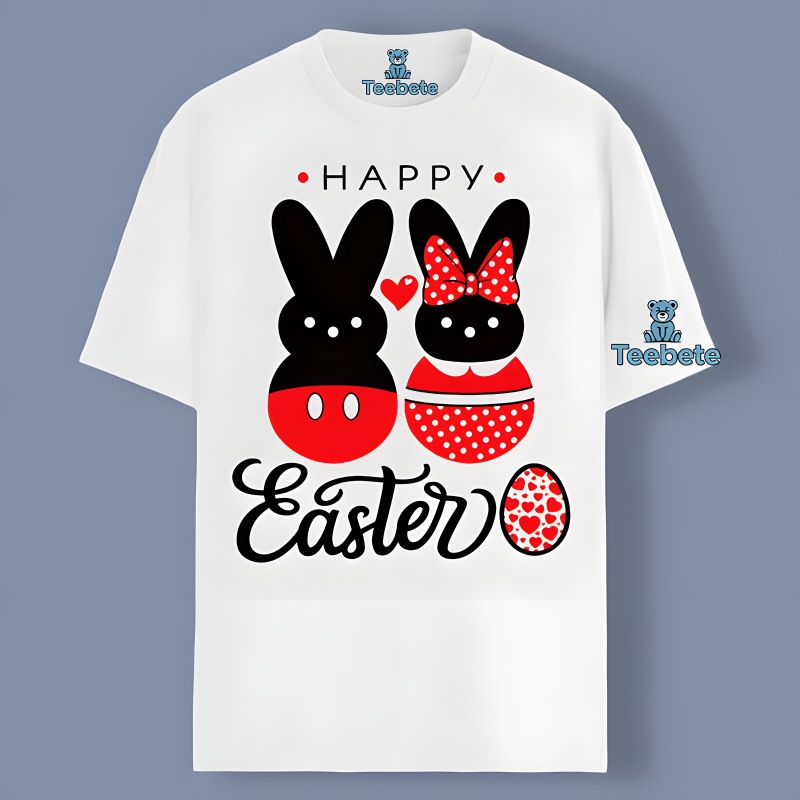 Mickey And Minnie With Happy Easter Eggs Rabbit Shirt Idea