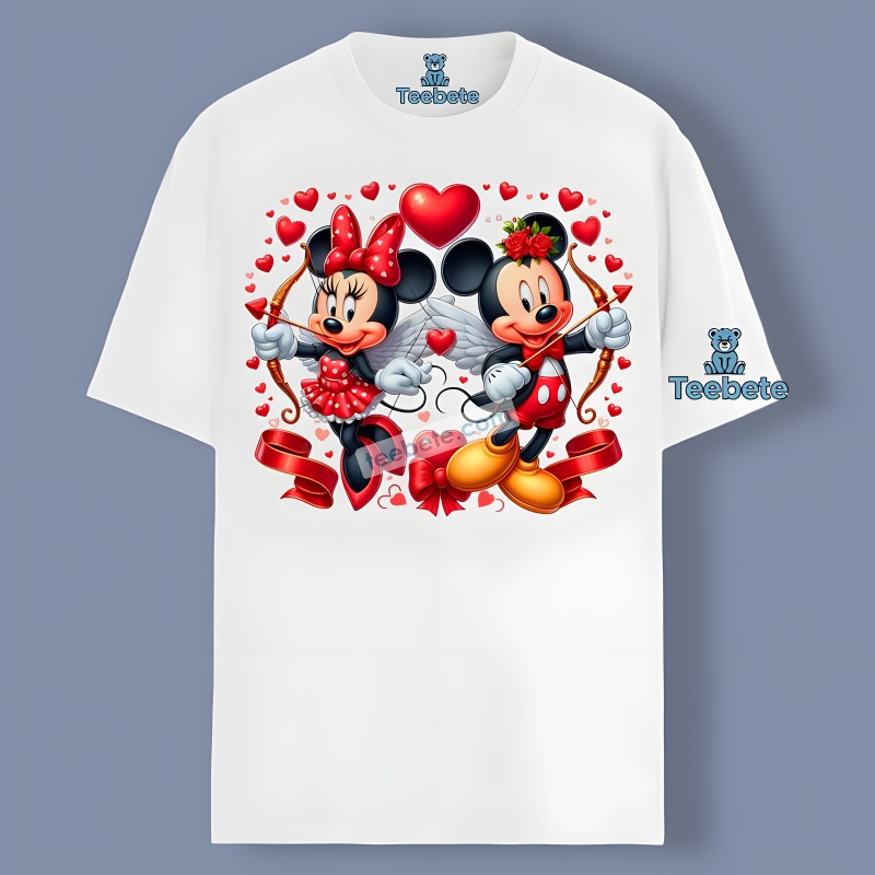 Mickey Mouse And Minnie Mouse Cupid Valentine Heart Shirt