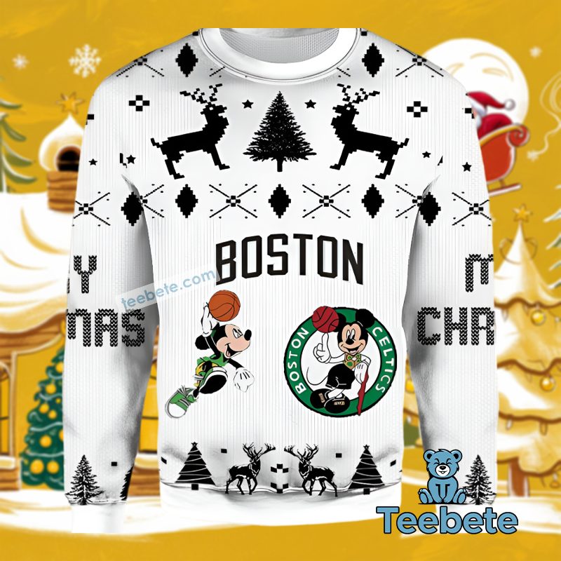 Boston Celtics Mickey Mouse Ugliest Ugly Christmas Sweater Novelty Fans