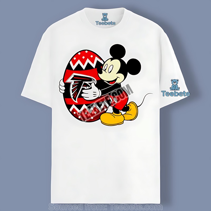 Mickey Mouse Happy Hugging Atlanta Falcons Easter Egg Shirt