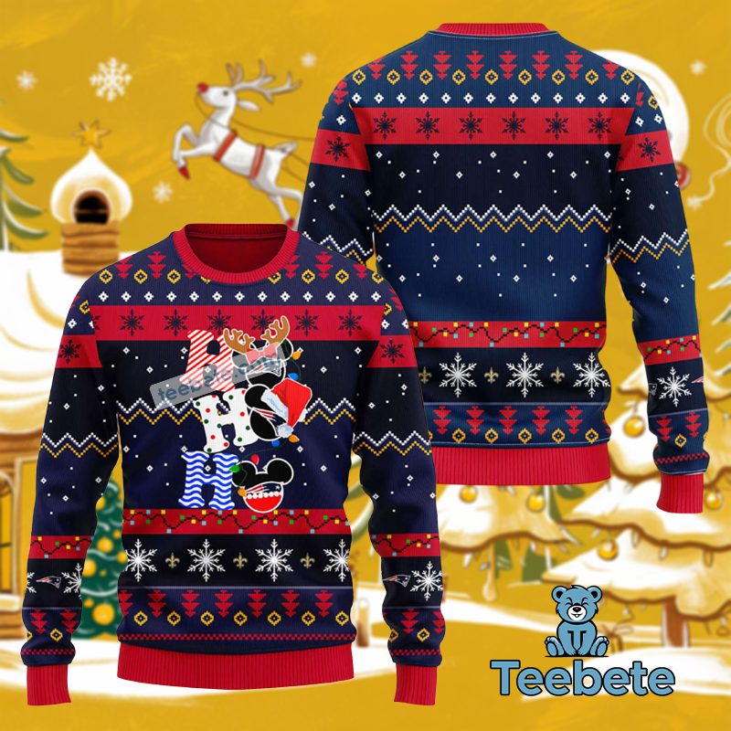 New England Patriots Mickey Mouse Hohoho Ugly Sweater Party Unisex