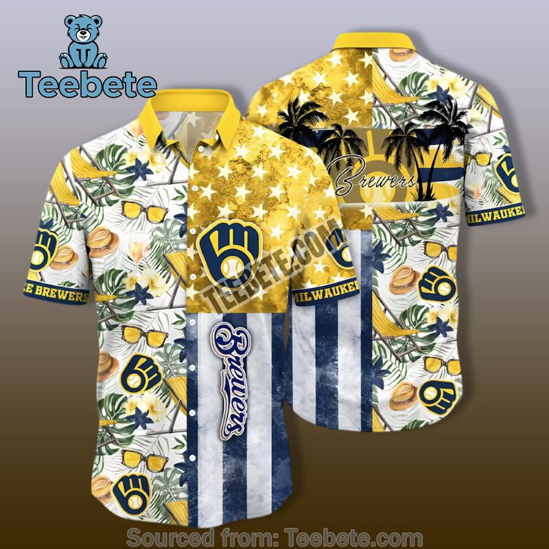 Milwaukeebrewersislandparadisepatchworkhawaiianshirt