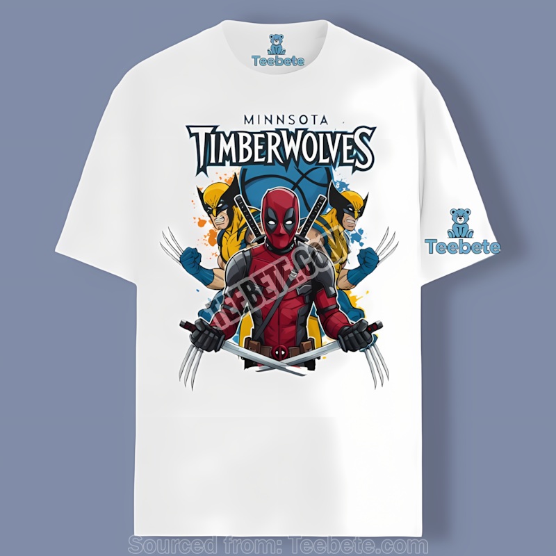Minnesota Timberwolves Deadpool Wolverine Crossover Shirt