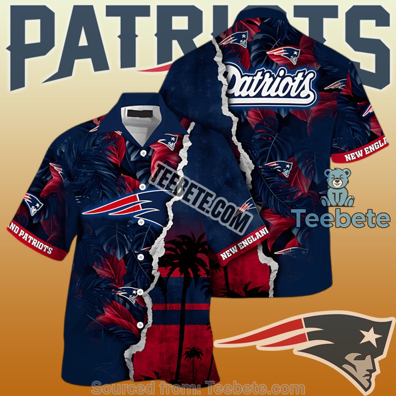 New England Patriots Navy Skull Helmet Pattern Quality Hawaiian Shirts