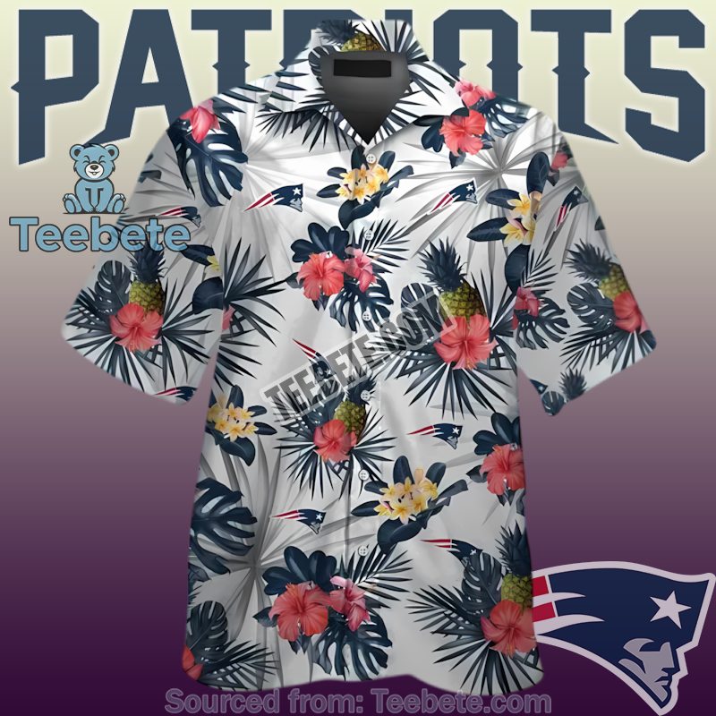 New England Patriots Vs Pineapple And Hibiscus White Quality Hawaiian Shirts