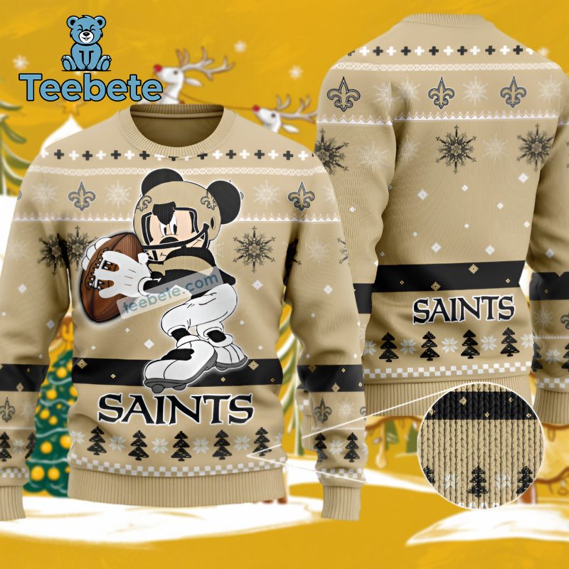 New Orleans Saints Mickey Mouse Christmas Ugly Sweater Funny Unisex