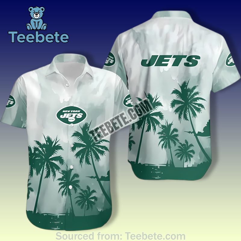 New York Jets Floral Stripe Green White Tropical Unisex Hawaiian Shirts