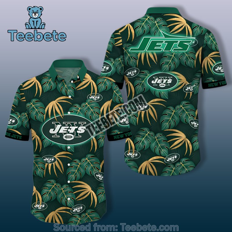 New York Jets Green Monstera Palm Leaf Best Hawaiian Shirts