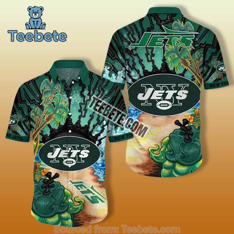 New York Jets Green Tropical Beach Football Cheap Aloha Shirts