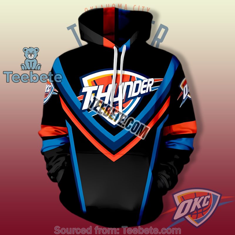 Oklahoma City Thunder Chevron 3D Hoodie Pullover Unisex Black