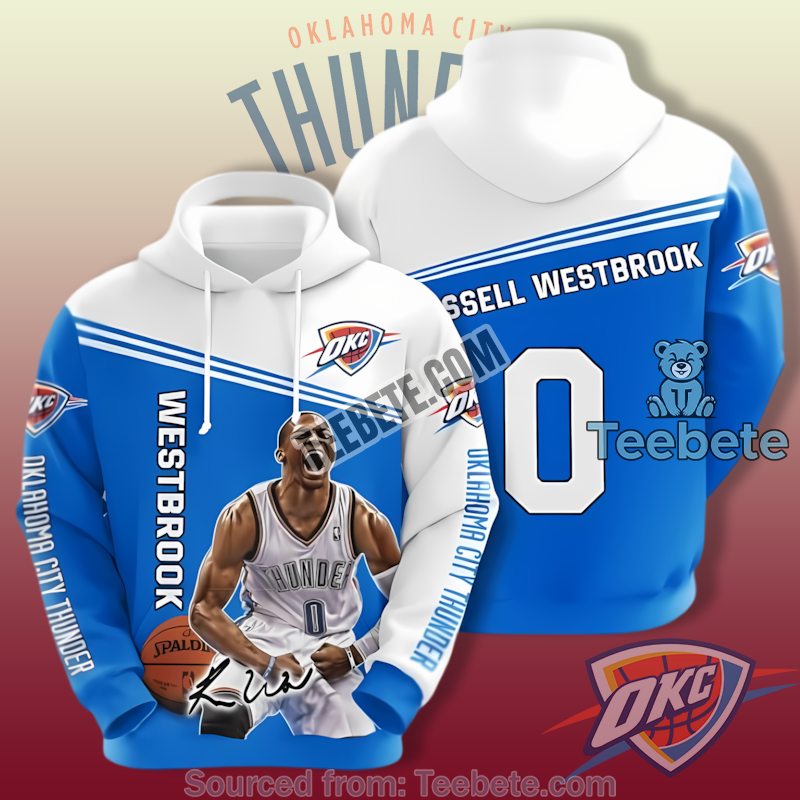 Oklahoma City Thunder Thor Inspired 3D Zip Up Hoodie Blue Mens