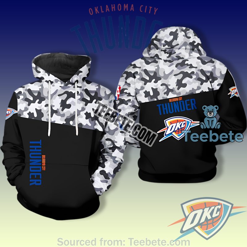 Oklahoma City Thunder Veteran Pattern 3D Hoodie Black Design