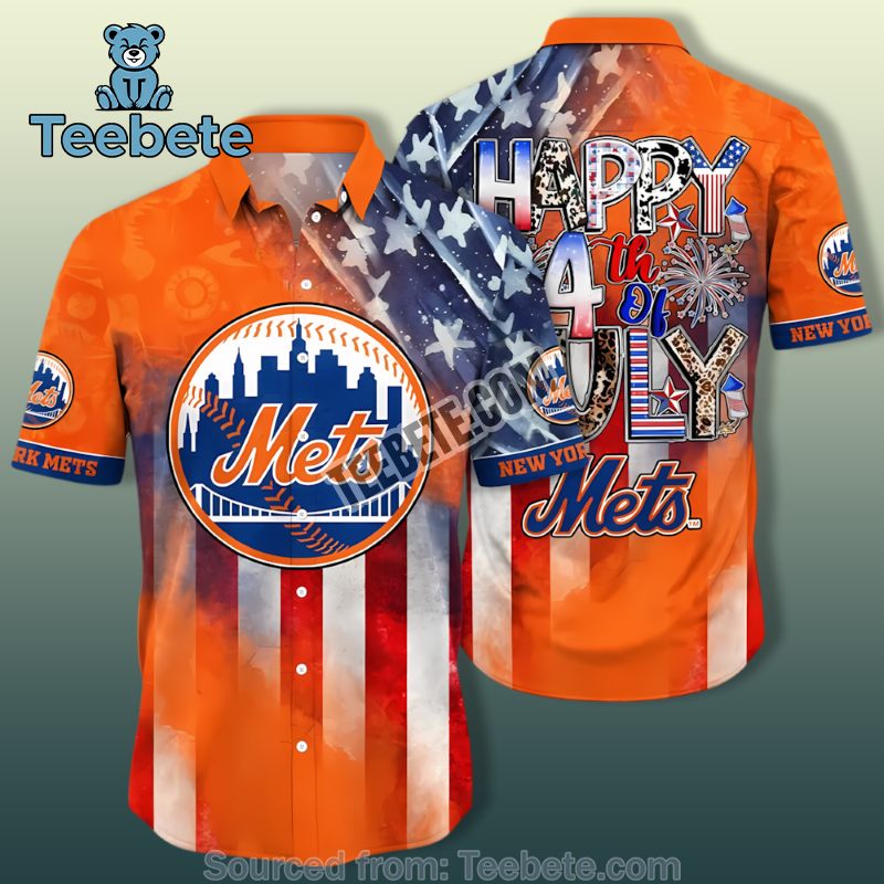 Monstera Leaves Hibiscus Blue Nice New York Mets Hawaiian Shirts