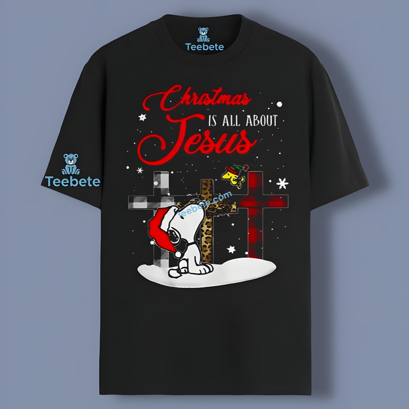 Peanuts Snoopy Woodstock Christmas Is All About Jesus Retro Shirt
