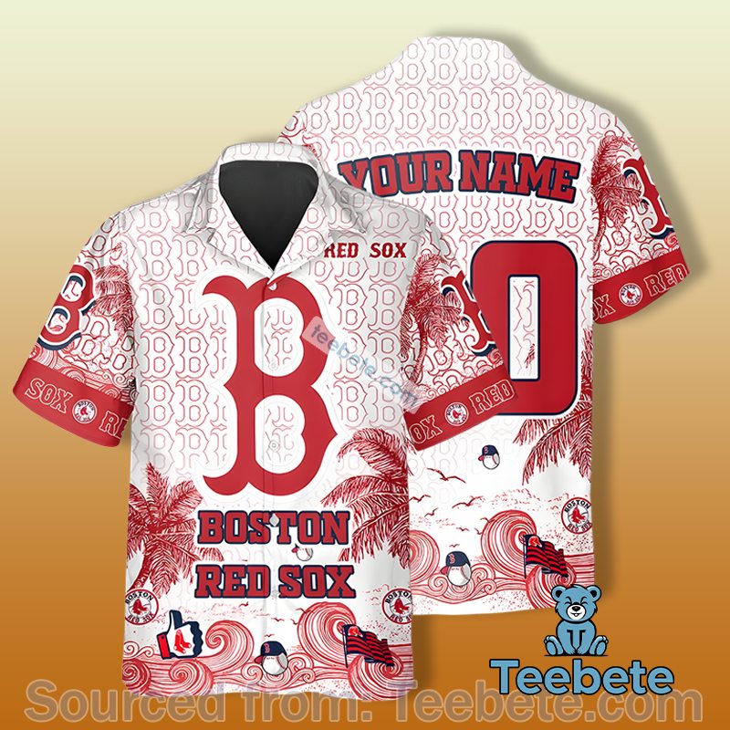 Personalized Coconut Tree Boston Red Sox White Luxury Hawaiian Shirts