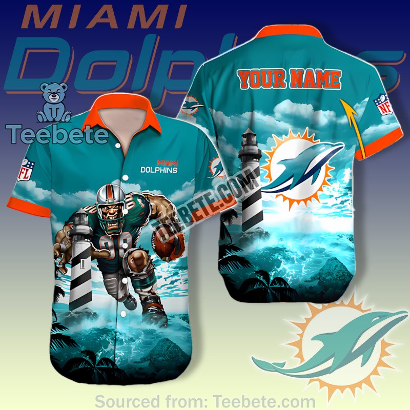 Personalized Mascot Miami Dolphins Vs Lighthouse Blue Hawaiian Shirt Style
