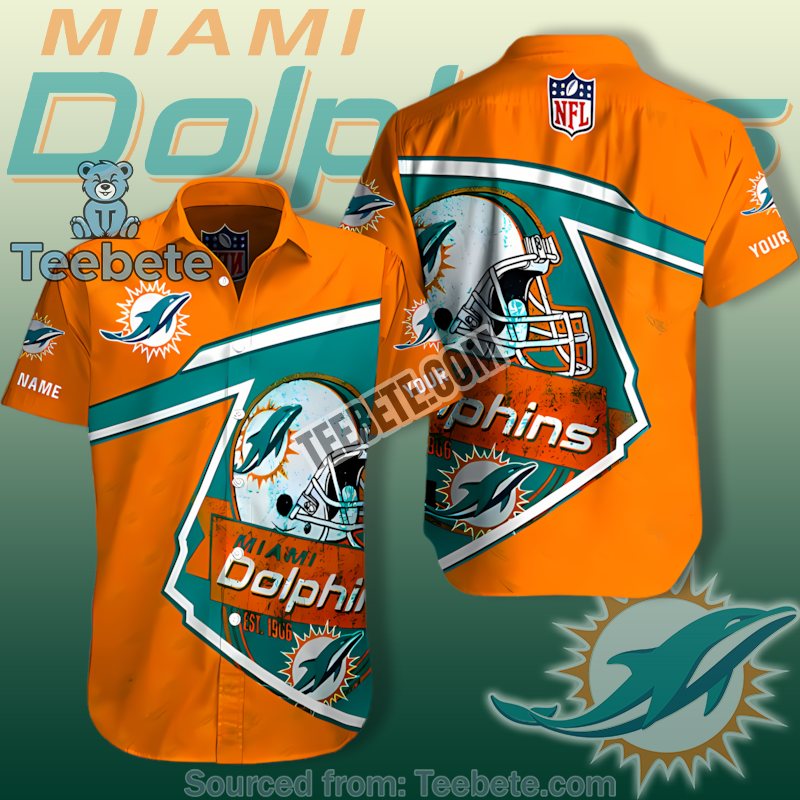 Personalized Miami Dolphins Helmet Yellow Unisex Hawaiian Shirts