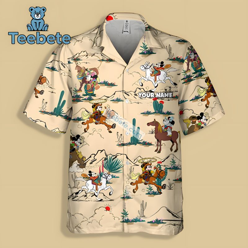 Personalized Mickey Mouse Explore The Desert White Family Hawaiian Shirts