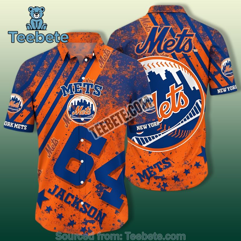 Personalized Team Orange Blue Quality New York Mets Hawaiian Shirts