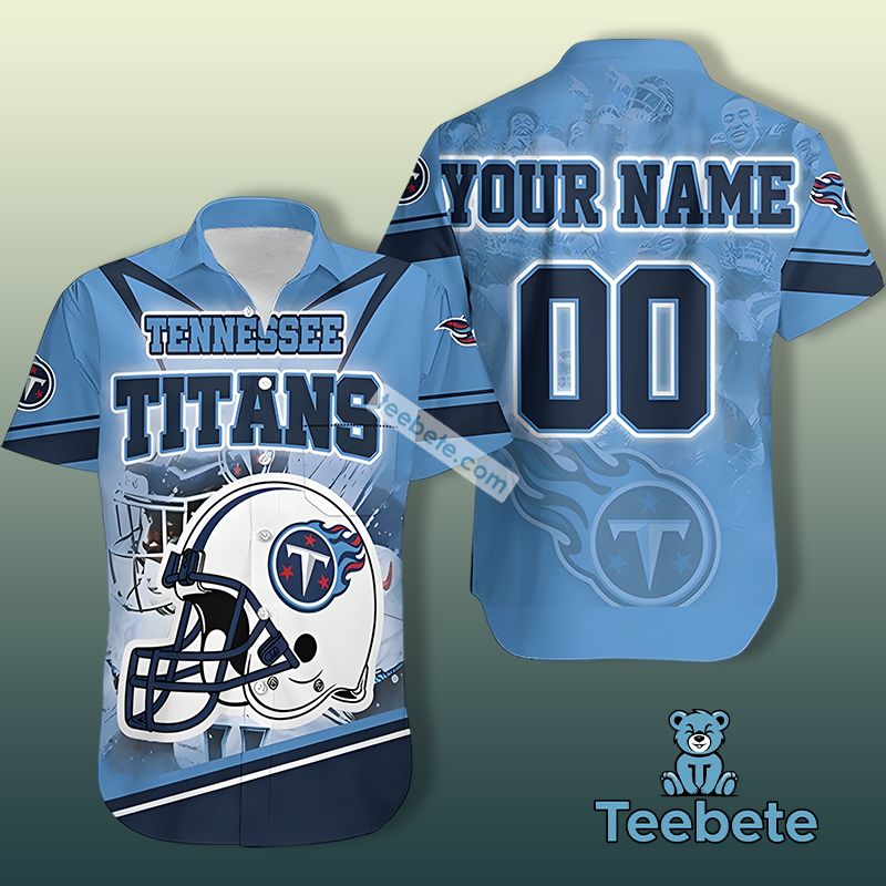 Personalized Tennessee Titans Helmet Blue Authentic Hawaiian Shirts