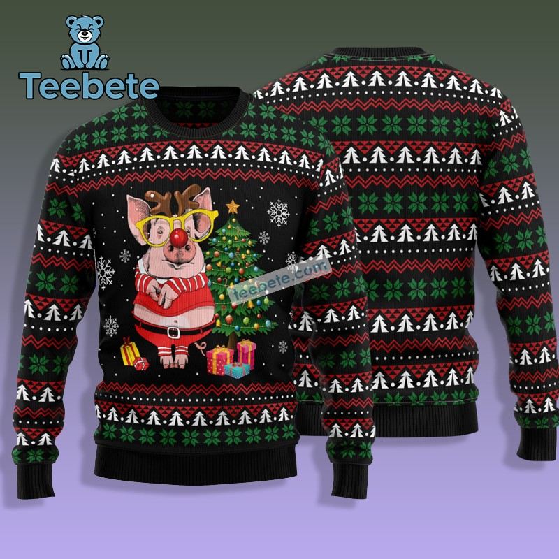 Polar Bear Balloon Ugly Christmas Sweater Blue