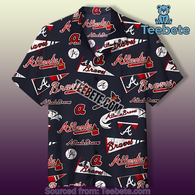 Retro Blue Atlanta Braves Hawaiian Button Up Shirt
