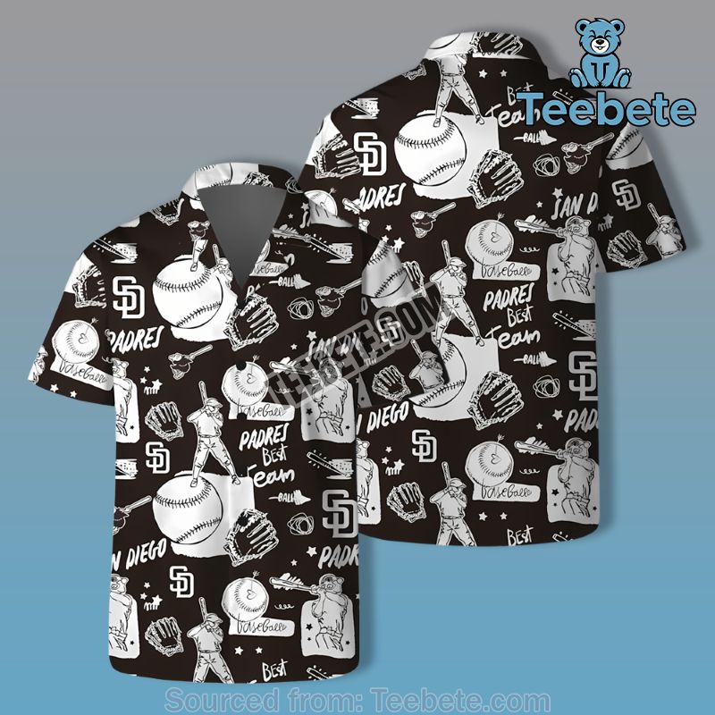 San Diego Padres Baseball Symbol Black Unisex Hawaiian Shirts