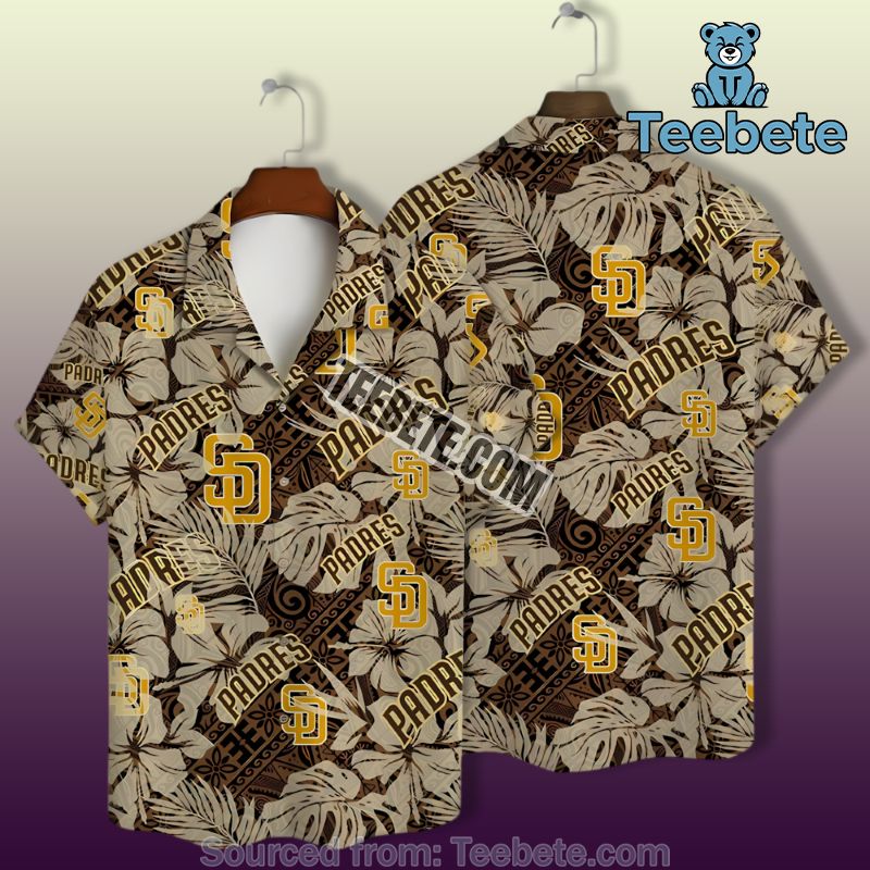 San Diego Padres Classic Hibiscus Pattern Yellow Hawaiian Shirt Style