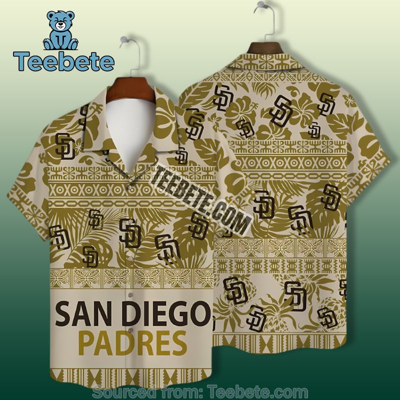 San Diego Padres Classic Hibiscus Pattern Yellow Hawaiian Shirt Style