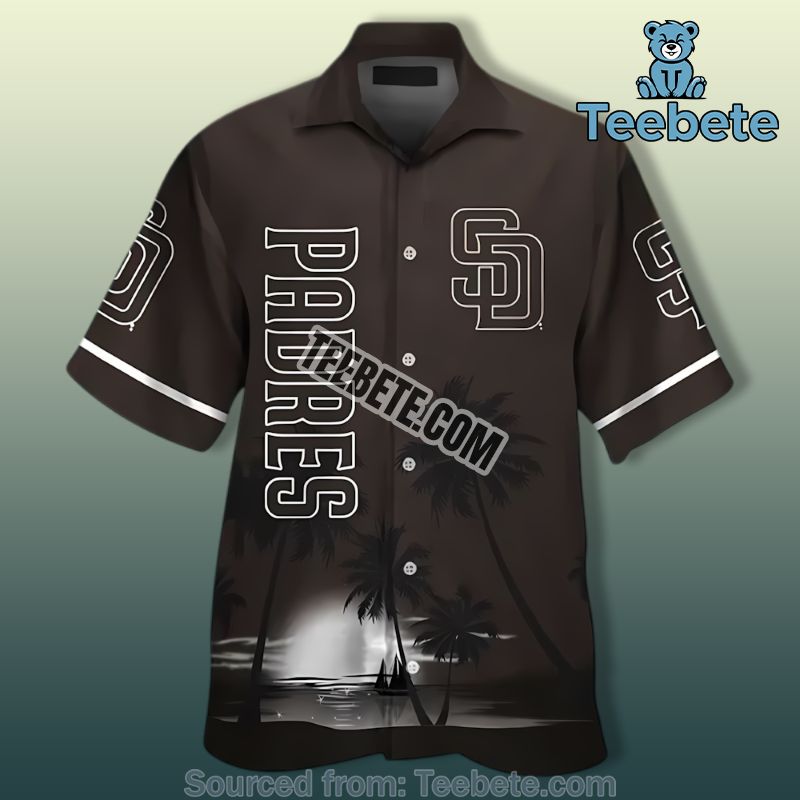 San Diego Padres Coconut Beach Black Retro Hawaiian Shirts
