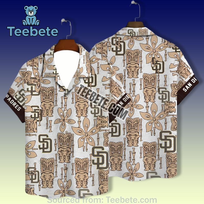San Diego Padres Tiki Statue Pattern White Cute Hawaiian Shirts