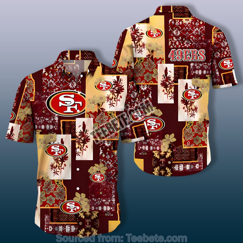 San Francisco 49Ers Beach Style Red Aloha Shirt Mens