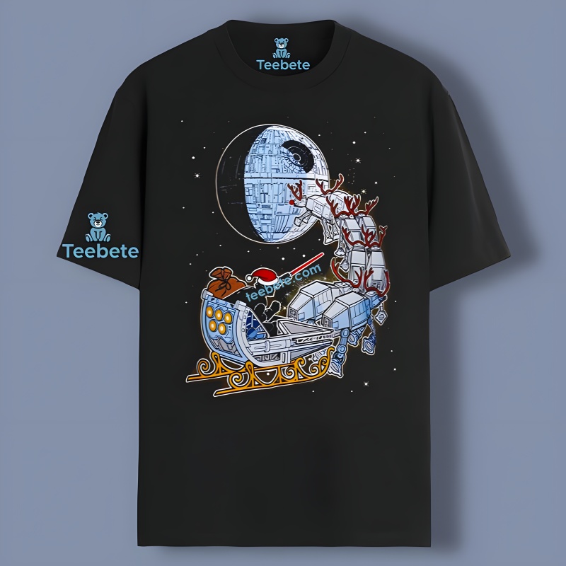 Santa Hat Darth Vader At At Walker Star Wars Christmas Shirt Graphic