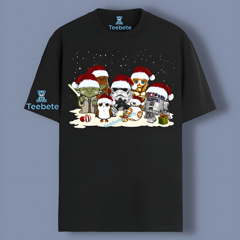 Santa Hat Darth Vader R2 D2 C 3Po Star Wars Christmas Shirt Color