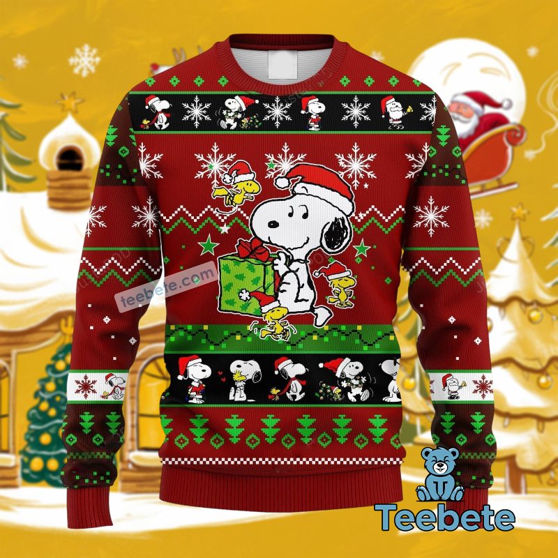 Team Unknown Santa Snoopy Woodstock Christmas Ugly Sweater Big And Tall Mens