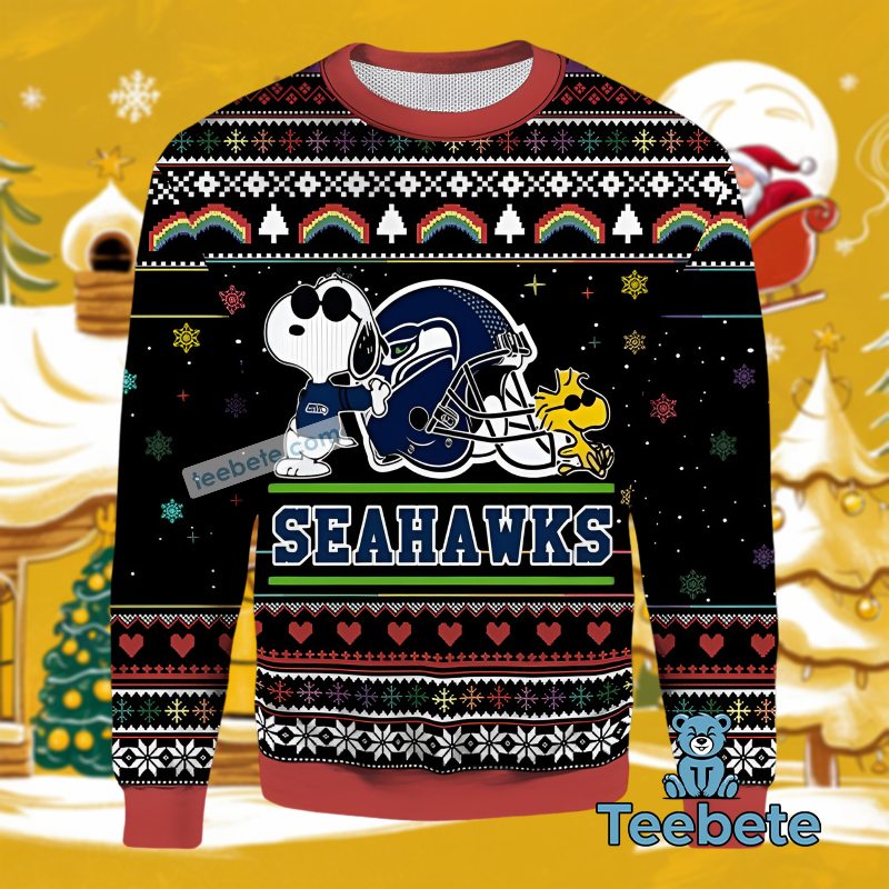 Seattle Seahawks Snoopy Christmas Ugly Sweater Family Matching