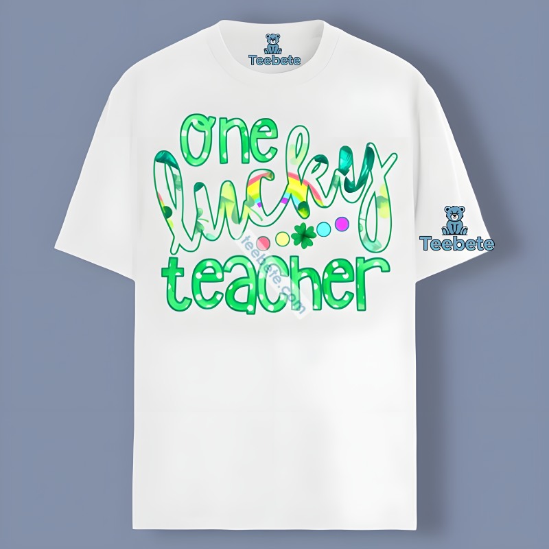 Shamrock One Lucky Teacher St Patrick Day Simple Shirt