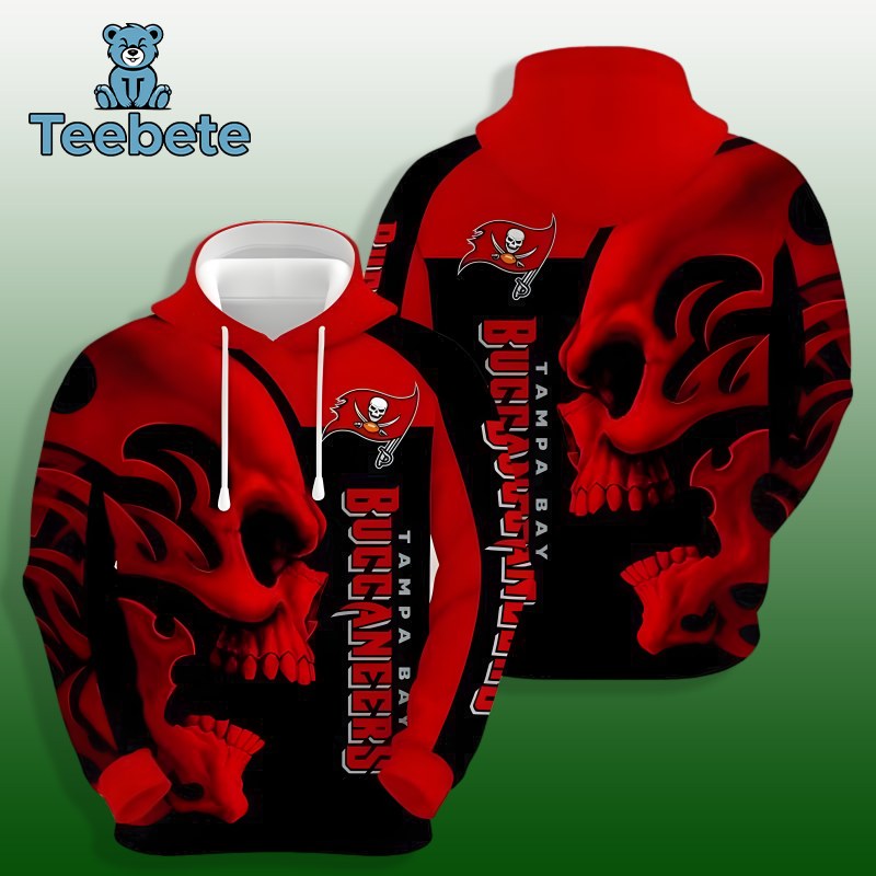 Tampa Bay Buccaneers Skull 3D Hoodie Red Black