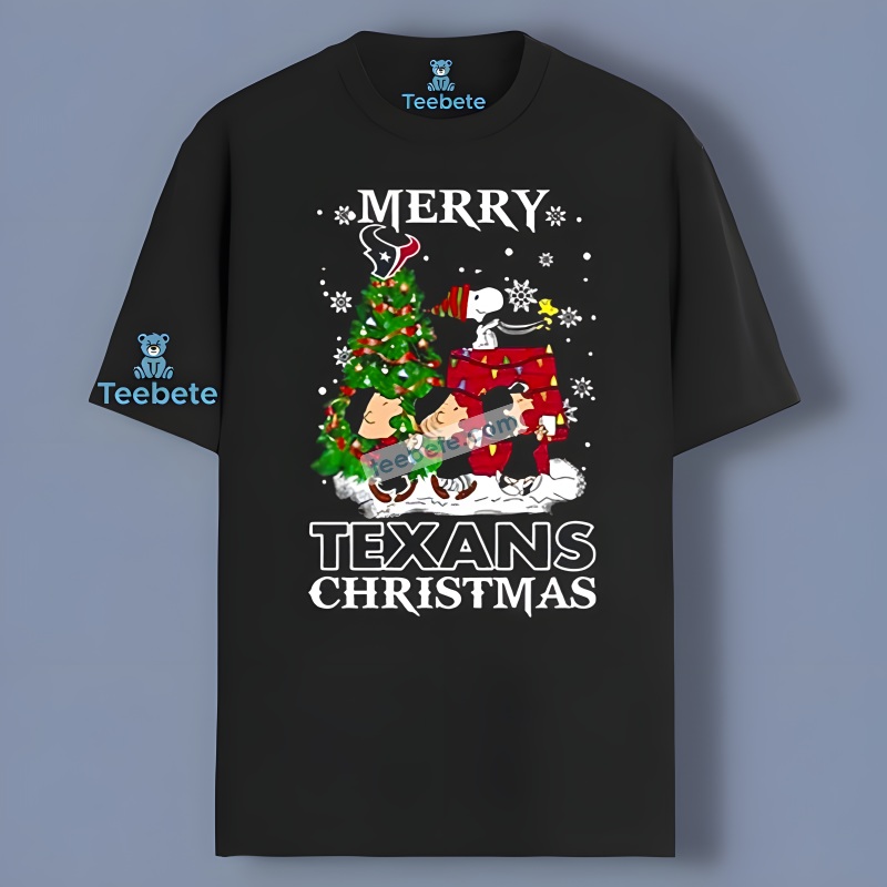 Snoopy And Charlie Brown Houston Texans Xmas Tree Shirt