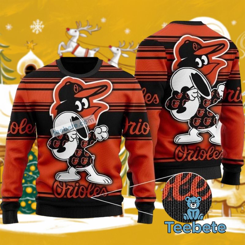Baltimore Orioles Snoopy Christmas Ugly Sweater Ugliest For Christmas Mens