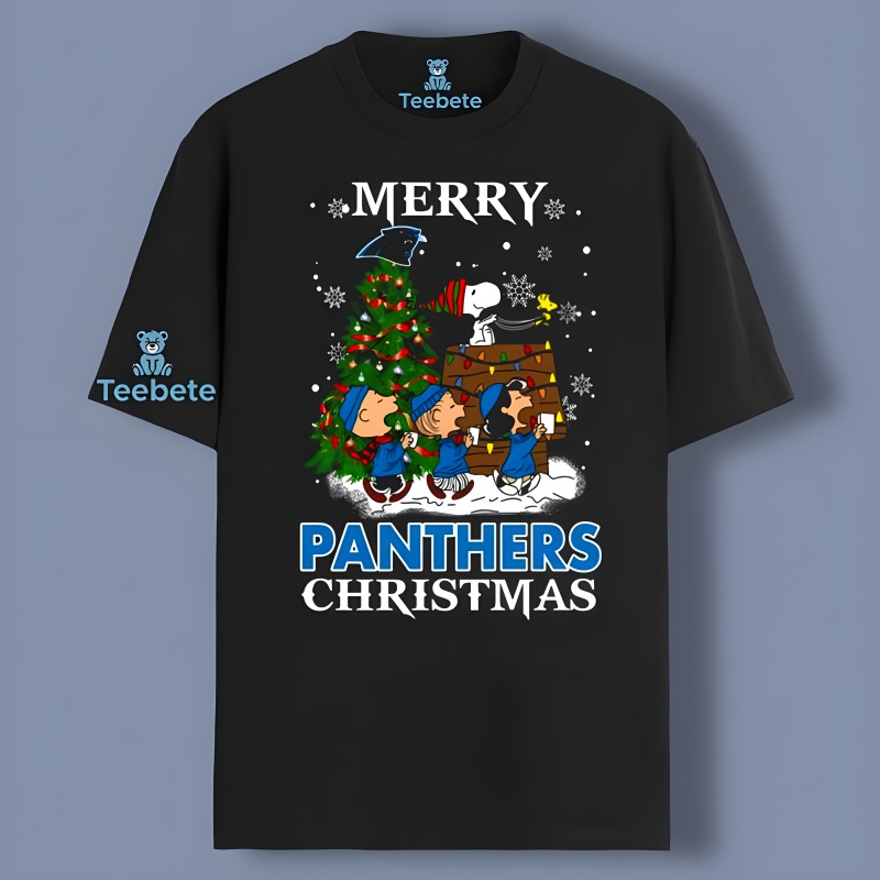 Snoopy Charlie Brown Christmas Tree Carolina Panthers Shirt