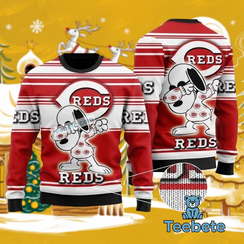 Cincinnati Reds Snoopy Christmas Ugly Sweater Cool Unisex