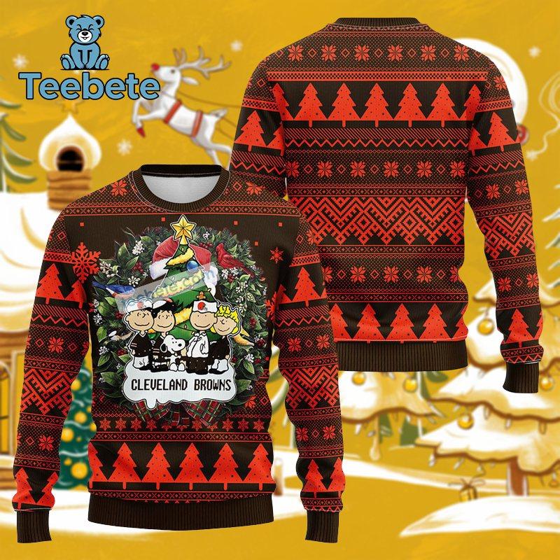 Cleveland Browns Snoopy Christmas Ugly Sweater Matching Family