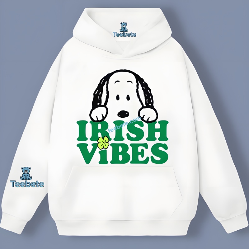 Snoopy Peanuts Irish Vibes Shamrock Graphic Hoodie Snoopy Peanuts Irish Vibes Shamrock Graphic Hoodie