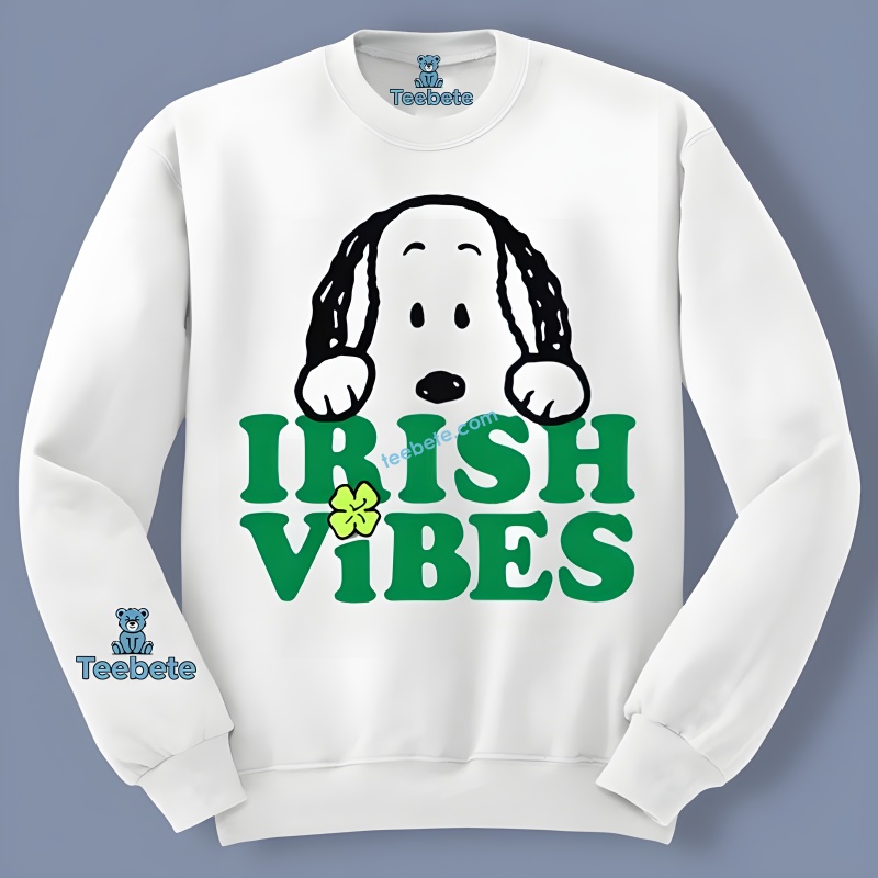 Snoopy Peanuts Irish Vibes Shamrock Graphic Long Sleeve Snoopy Peanuts Irish Vibes Shamrock Graphic Long Sleeve