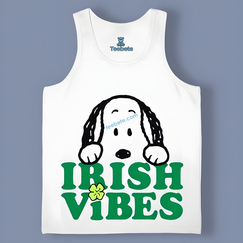 Snoopy Peanuts Irish Vibes Shamrock Graphic Tanktop Snoopy Peanuts Irish Vibes Shamrock Graphic Tanktop
