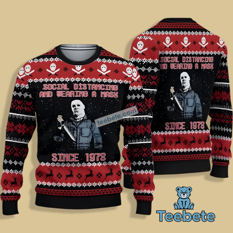 Michael Myers You Cant Kill The Boogey Man Ugly Christmas Sweater Black Ladies